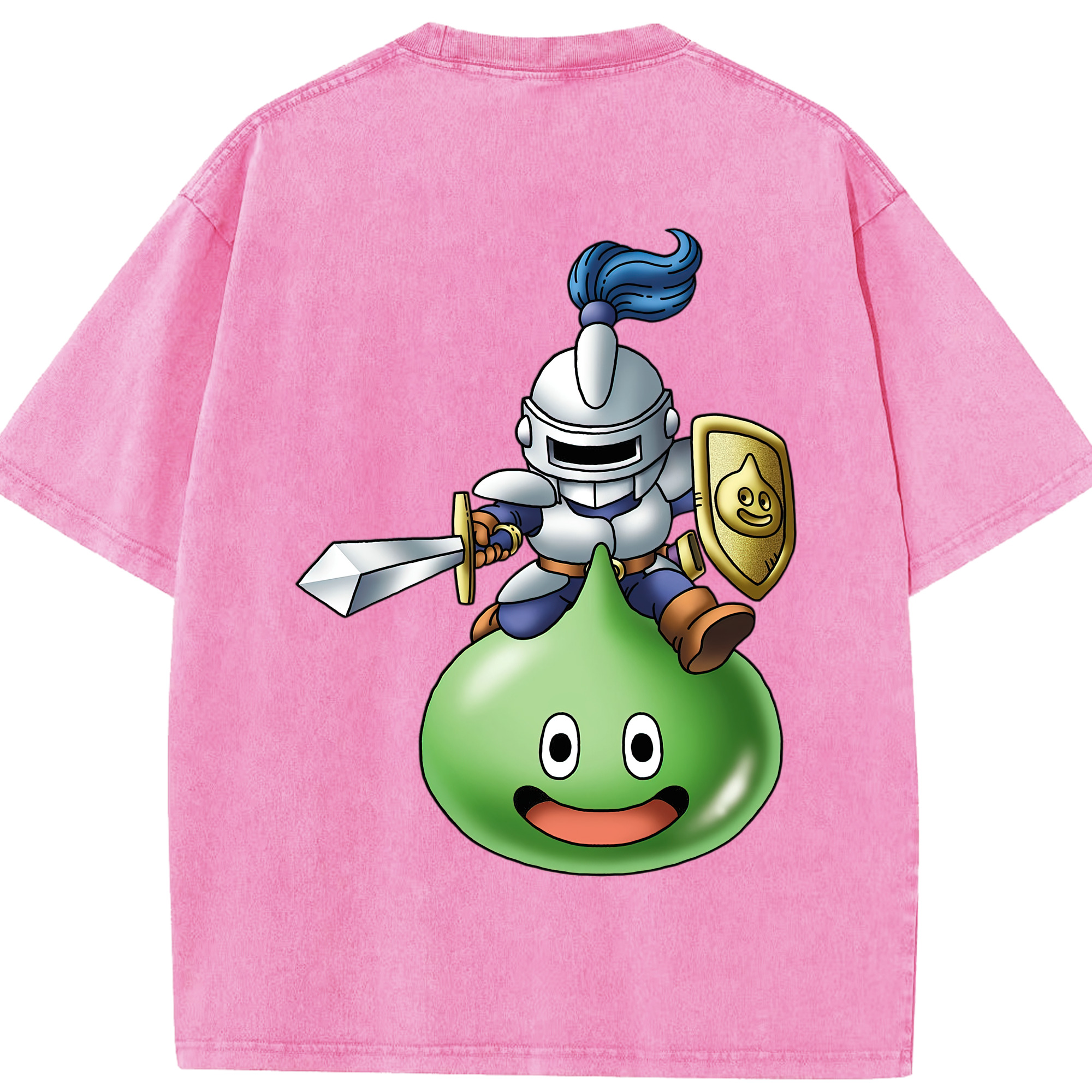 （画像用） ドラゴンクエスト Doragon Kuesuto Dragon Quest 綿100% ヴィンテージ風 半袖Tシャツ（背面プリント）